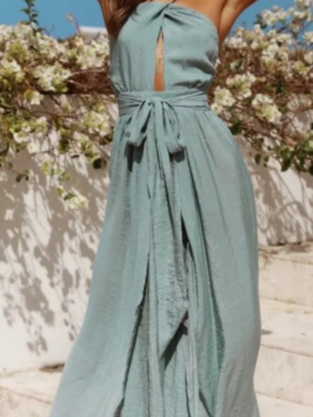 Hello Molly Sage Green Halter Maxi Dress 12